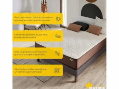 Online Colchón 180x180, Viscoelástico Alta Firmerza Descansin, Ideal para Personas con Dolores de Espalda, Premium, Tejido Transpirable y Antiacaros