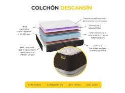 Online Colchón 180x190, Viscoelástico Alta Firmerza Descansin, Ideal para Personas con Dolores de Espalda, Premium, Tejido Transpirable y Antiacaros Colchones - 180X200Cm
