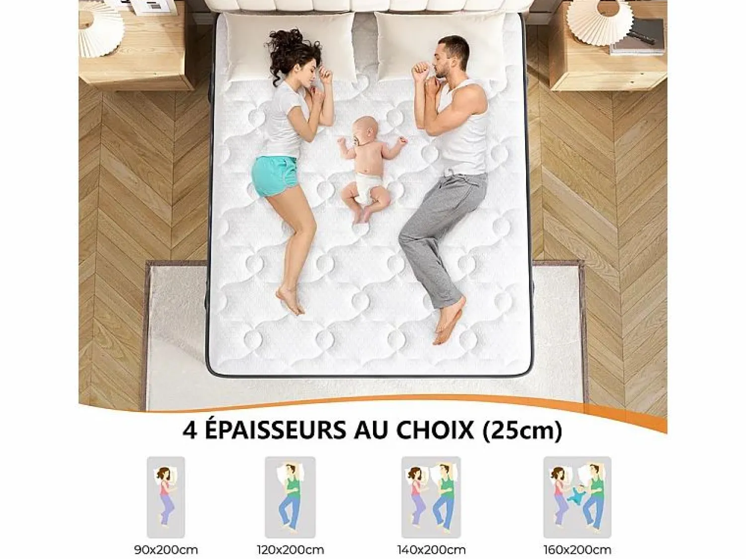 Hot DripeX Colchón 120x200cm anti-fuego muelles ensacados - esp.25cm - soporte ergonómico 7 zonas - transpirable - silencioso