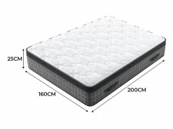 DripeX Colchón 160x200cm anti-fuego muelles ensacados - esp.25cm - soporte ergonómico 7 zonas - transpirable - silencioso
