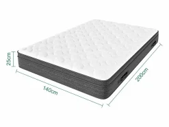 DripeX Colchón 140x200cm muelles ensacados - esp.25cm - soporte 7 zonas - con asa - Hipoaalergénico