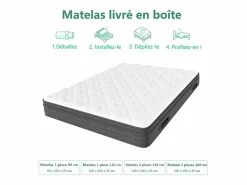 DripeX Colchón 160x200cm muelles ensacados - esp.25cm - soporte 7 zonas - con asa - Hipoaalergénico