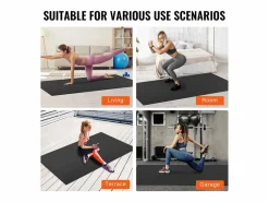Online Colchoneta de Yoga SucceBuy, Colchoneta de Ejercicio, 2,4 x 1,8 m, Colchoneta de Yoga Antideslizante, PVC, para Pilates y Entrenamiento en el Suelo Negro