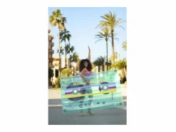 Bestway Colchoneta Hinchable para Playa o Piscina Retro Beats 174x117 cm con Diseño Multicolor en forma de Cinta de Cassete