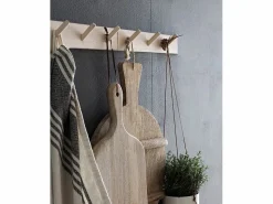 Hot DECOWOOD Colgador de pared de madera maciza en tono natural de 26x5cm - KATE - Beige