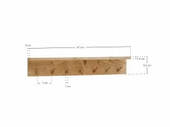 Online Colgador de pared de madera maciza en tono roble medio de 61x9,5cm - KATE - Perchero