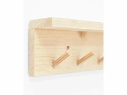 Discount DECOWOOD Colgador de pared de madera maciza en tono natural de 61x9,5cm - KATE - Beige