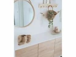 Discount DECOWOOD Colgador de pared de madera maciza en tono natural de 61x9,5cm - KATE - Beige