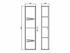 Hot Vente-unique Columna de baño - Natural claro y negro - 140 cm - LANNICK Negro / Color natural claro