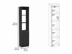 Online TuHome Columna de Baño Malaga en melamina con un gabinete y 3 estantes , 162 cm X 33 cm X 26.4 cm , Negro
