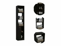 Online TuHome Columna de Baño Malaga en melamina con un gabinete y 3 estantes , 162 cm X 33 cm X 26.4 cm , Negro