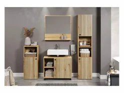 Online ebuy24 Columna de baño ranurada 2 puertas, 2 nichos H186 cm - PUREBLISS Marru00f3n
