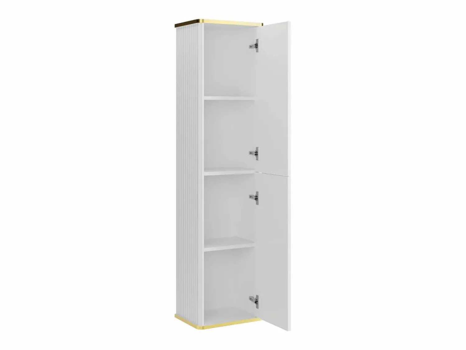 New Vente-unique Columna de baño suspendida estriada, color mate, 3 estantes, Al.140 cm, KELIZA Blanco