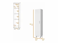 TuHome Columna de baño Vintro en melamina con 4 estantes y 1 puerta , , 180 cm X 40 cm X 31.3 cm