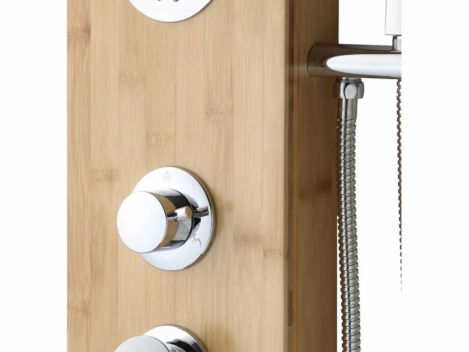 Shower & Design Columna de ducha con hidromasaje TISSIA, panel de bambú