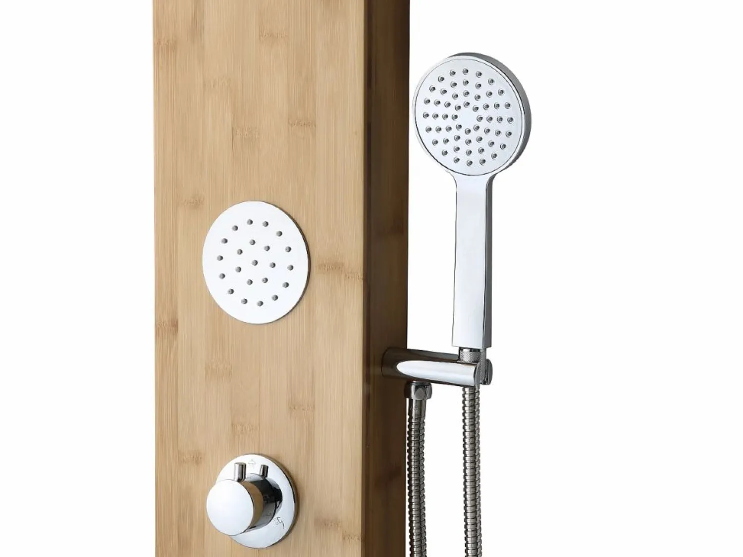 Shower & Design Columna de ducha con hidromasaje TISSIA, panel de bambú