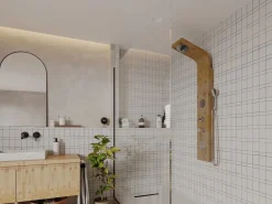 Shower & Design Columna de ducha con hidromasaje TISSIA, panel de bambú