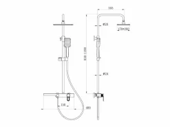 Shower & Design Columna de ducha de aluminio - mate - H126 x L40 x P35,5 cm - JIZEO
