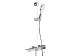 Sale Shower & Design Columna de ducha de aluminio - Níquel cepillado - H126 x L40 x P35,5 cm - JIZEO Plateado