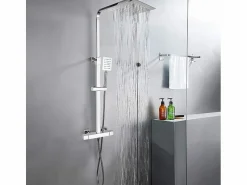 Best Columna de Ducha Diseño Moderno termostática en acero con mezclador y teleducha Saturnia Multicolor