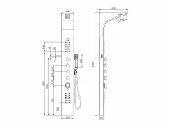 Outlet Columna de ducha hidromasaje negra con leds FELICITA Columna De Ducha