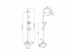 MIRLO Columna de ducha monomando MORA mate Ø 25cm