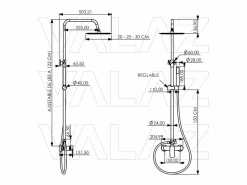 Outlet Columna de ducha monomando SALVIA Ø 25cm Cromado Columna De Ducha
