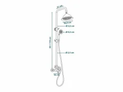 Outlet Columna de ducha retro cromada con mezclador mecánico, cabezal orientable Ø205 mm y ducha de mano 1 chorro antical Columna De Ducha