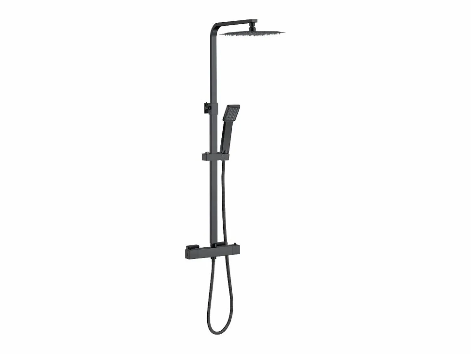 Discount Aica Columna de Ducha Termostática Negra Mate Ajustable con Alcachofa y Ducha Superior Grande Cuadrada Negro