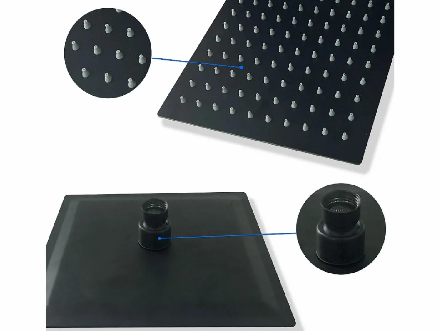 Discount Aica Columna de Ducha Termostática Negra Mate Ajustable con Alcachofa y Ducha Superior Grande Cuadrada Negro