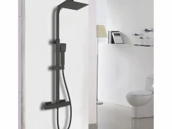 Aica Columna de Ducha Termostática - Mate, Alcachofa Cuadrada+Raciador Superior Grande 20cmx20cm