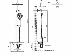 Valaz Columna de ducha termostática BOSSA mate Ø 20 cm