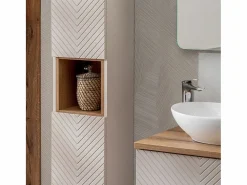 Hot Petits-Meubles Columna de pared 2 puertas 1 compartimiento Manoa Cachemira y madera Beige