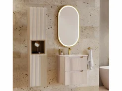 Best Petits-Meubles Columna de pared 2 puertas 1 compartimiento Riva Cachemira y Madera Beige