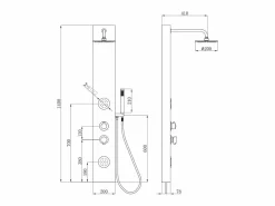 Columna ducha hidromasaje SOLAL bambú – 20x140cm Columna De Ducha