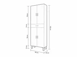 Best Columna para baño Kris de 4 puertas y 1 cajón acabado brillo, 182 cm(alto)60 cm(a Blanco