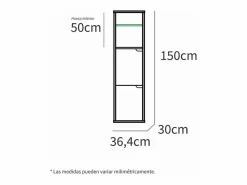 Columna para baño Nadia acabado roble gold, 150 cm(alto) 36,5 cm(ancho) 30 cm(largo) Marru00f3n