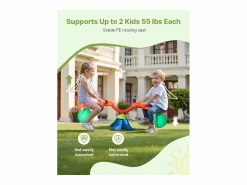 New Columpio Balancín SucceBuy, Capacidad de Carga de 24,9 kg por Asiento, Equipo de Juego Exterior Rebotador, para 2 Niños de 3 Años en Adelante Multicolor