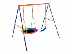 Online Columpio con Estructura en Forma de A de SucceBuy, 1 Columpio con Platillo y 1 Columpio con Cinturón, Soporte de Metal para Patio Trasero Columpio