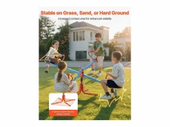 Columpio de Balancín SucceBuy para Niños, Capacidad 49,9 kg por Asiento, Equipado con Asas Ergonométricas, Patas de Soporte de 4 Ramas, Rotación 360°