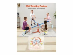 Columpio de Balancín SucceBuy para Niños, Capacidad 49,9 kg por Asiento, Equipado con Asas Ergonométricas, Patas de Soporte de 4 Ramas, Rotación 360°