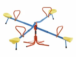 Columpio de Balancín SucceBuy para Niños, Capacidad 49,9 kg por Asiento, Equipado con Asas Ergonométricas, Patas de Soporte de 4 Ramas, Rotación 360°
