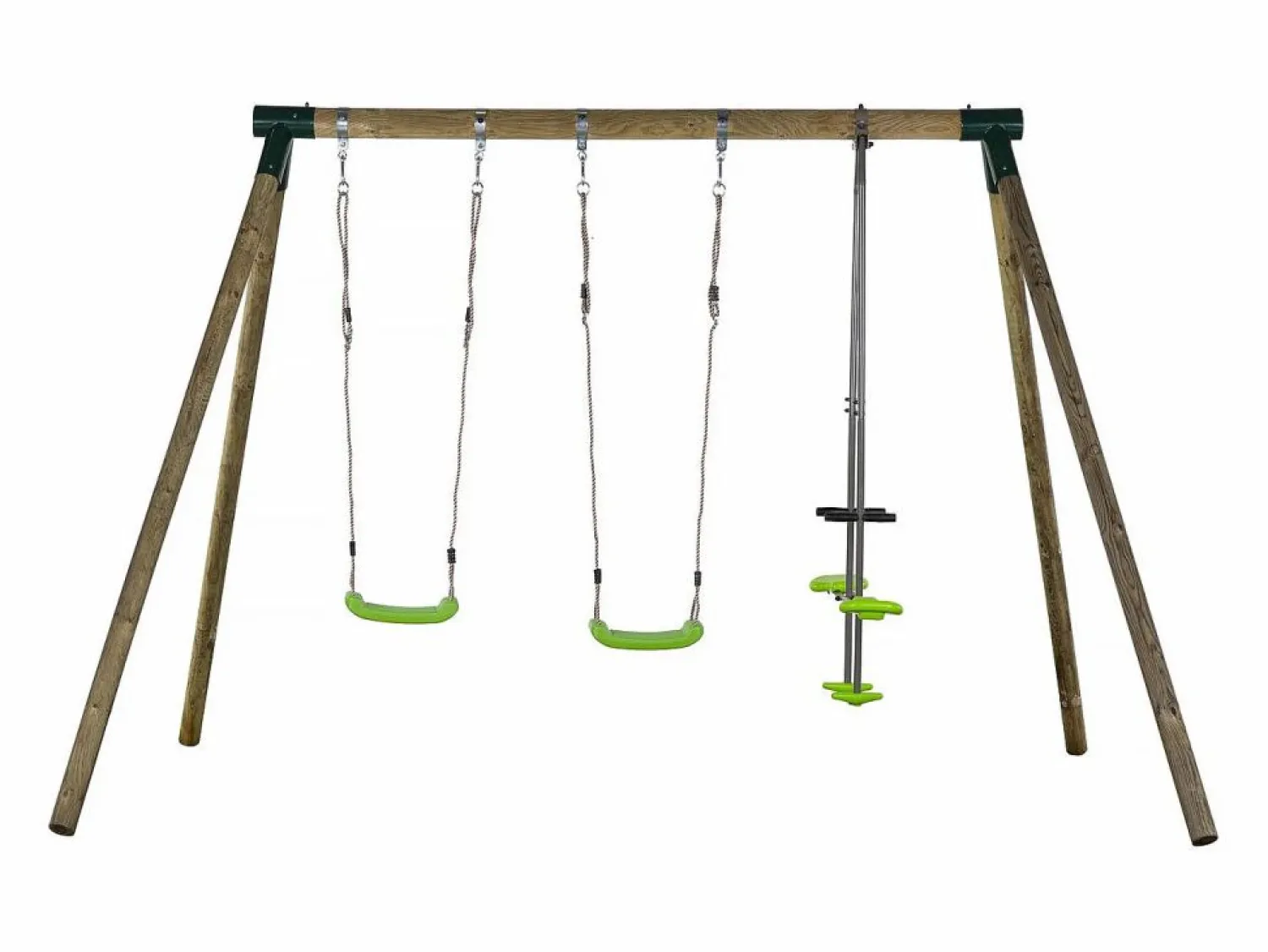 Habitat et jardin Columpio de madera "Lana" - Con 2 columpios y 1 cara a cara