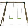 Clearance Habitat et jardin Columpio de madera "Timo" - Con 2 columpios y 1 escalera de cuerda