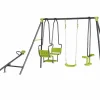 New Habitat et jardin Columpio de metal "Lenny" - 4 aparatos - Verde