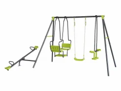 New Habitat et jardin Columpio de metal "Lenny" - 4 aparatos - Verde
