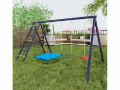 Online Merax Columpio infantil multifuncional para exterior - 310 x 174 x 203 cm - de acero - con estructura de escalada - Azul