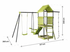 Habitat et jardin Columpio metálico "Sohane" con tobogán y arenero - Verde