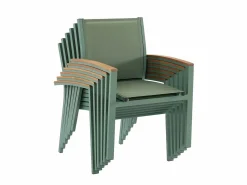 Clearance MYLIA Comedor de jardín aluminio mesa extensible 180/240 y 8 sillones - - NAURU Verde almendra