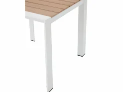 MYLIA Comedor de jardín de aluminio: una mesa de 80 cm y 2 sillones apilables - Natural claro y blanco - NYROS de